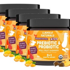 라마네츄럴스 프리바이오틱 앤 프로바이오틱 피치 망고맛 구미 Llama Naturals Probiotic Prebiotic, 4개, 60정