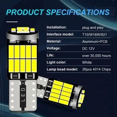 2/10/20개 T10 W5W 194 501 LED 캔버스 무에러 자동차 실내등 고휘도 웨지 번호판 클리어런스 돔 도어 램프, 01 Yellow, 02 2Pcs