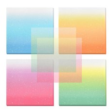 베이토리 200매 글리터 투명 스티커 메모지 투명 메모 패드 3개 반투명 셀프 스티커 메모지 액세서리용 셀프 접착 메모지 그라디언트 색상 확인, Gradient Color