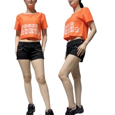 CWS 23015상의 코러스라인 줌바댄스복 방송댄스복 에어로빅복 라인댄스, 형광주황