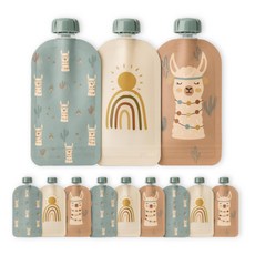 Hippypotamus 유아 재사용 이유식 파우치 BPA프리 12팩 라마, 세이지 / 테라코타 / 샌드