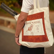 RAFA NADAL 納達爾紀念帆布包，大容量運動提袋，網球羽球適用，時尚休閒帆布包, 米白色, 1個