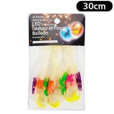 풍선 투명 인쇄 공룡 LED 해피파티 3개입 30cm, 본상품, 상세페이지 참조