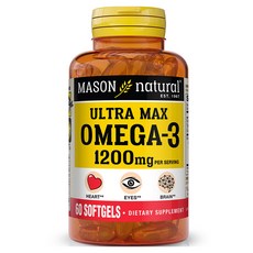 Mason Naturals Ultra Max Omega-3 1200毫克 軟膠囊, 1個, 60錠