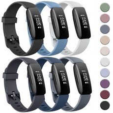 Tobfit Fitbit Inspire 2 밴드와 호환되는 스포츠 밴드 6팩 여성용 남성용 부드러운 실리콘 방수 스트랩 교체용 손목 밴드 2/Fitbit Ace 3과 호환, 블랙/윈터 블루/라이트 그레이/미드나이트/어비스 블루/