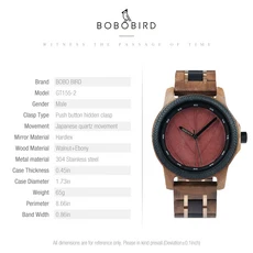 BOBO BIRD 나무 남자 시계 수제 잎 다이얼 사호환자 정의 축복 손목 독특한 선물 지원 Dropshipping