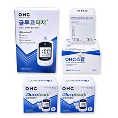 오상헬스케어 글루코터치 혈당측정기+시험지 100p+채혈침 100p+알콜솜 100p, 1세트, 글루코터치set100