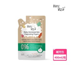 BZU BZU 嬰幼兒用品清潔慕斯 奶瓶蔬果玩具適用 無香檸檬 500ml 400ml補充包, 1個, 天然無香補充包400ml