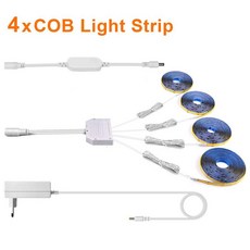 Lcamaw COB LED 스트립 테이프 DIY 스마트 옷장 캐비닛 아래 조명 리본 투야 라이프 와이파이 제어 스위치 12V, 4PCS COB LED Strip, US Power Plug + 2미터, 따뜻한 흰색