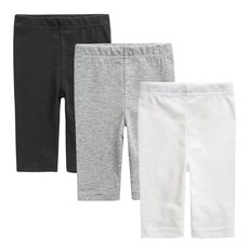 KKAKKUNGNORITER 孩童款簡約7分涼感內搭褲 3入組, 象牙白+黑色+灰色