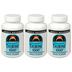 SOURCE NATURALS 牛磺酸膠囊 1000mg, 60顆, 3罐