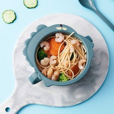 生活好物 創意恐龍卡通兒童餐具 兒童碗筷套裝 寶寶輔食碗 家用麥縴維盤子 塑料餐盤, 兒童碗藍色, 1個