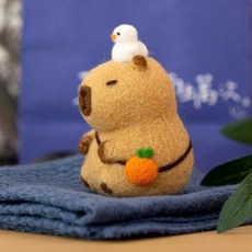 水豚毛氈戳戳樂 DIY材料包, 1個, 含工具,[頭頂橘子水豚]