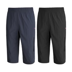 [이지바이] (1+1) 남성 냉감 7부 밴딩 바지_크루즈 쿨 에어홀 운동복 스포츠 빅사이즈 스판 7부쇼츠 하프 팬츠 반바지