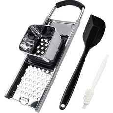 편안한 그립 핸들이 있는 프리미엄 등급 스테인리스 스틸 스파츨 메이커 대형 실리콘 주걱 및 청소 브러시가 포함된 홈메이드 독일 전통 계란 국수 만두 제조 도구 세트, 3_Spaetzle Maker &