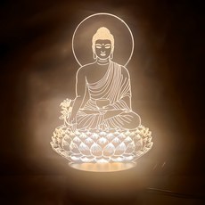 불교 부처님 LED 인테리어 무드등 집들이 선물, 투명