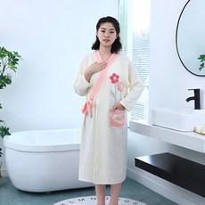 A類純棉紗布浴裙可穿夏秋季款綁帶浴巾家用浴袍洗澡速幹吸水浴裙, 均碼