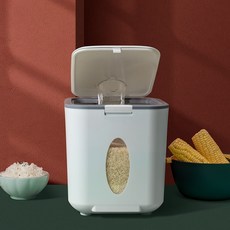 칠시 원터치 쌀보관통 10kg 계량컵 세트, 아이보리