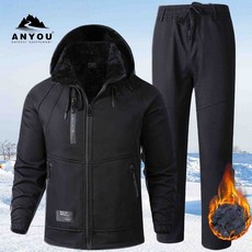 ANYOU 남자 겨울 방한복 발열안감 기모 방수 작업복 장섬유 두께 노동복 방한복 아웃도어 등산복 야외 낚시복 트레이닝복 상하복세트