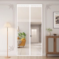 폴라도레 현관 방충망 찢어지지 않는 찍찍이 자석 모기장, 2번 - 화이트(일반망)