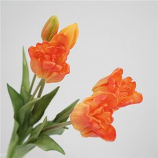 小清新自然風手感鬱金香花束家居餐桌裝飾花婚慶花藝塑料假花, 1個, 手札鬱金香花花-橙色