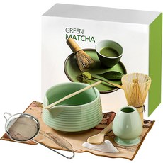 말차 거품기 세트 8개의 PCS 세라믹 키트 거품기가 포함된 티 볼 체 스쿱 홀더 스탠드 타월 애호가를 위한 선물, 전통 차 음료 제작을 위한 8개의 말차 거품기 세트 인