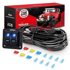 Nilight 2000A 자동차 배터리 점프 스타터 최대 0L 가솔린 0L 디젤 엔진 12V 휴대용 스타트 부스터 박스 점퍼 케이블 DC 출력 LED 조명 포함, 5 2Gang Rocker Switch 16AWG Wi