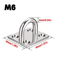 튼튼한 스테인레스 스퀘어 헤비 듀티 천장 후크 벽걸이 요가 스윙 해먹 브래킷 하드웨어 도구 2 개, 02 M6