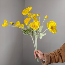 일반 칼라 조화 리얼감 인공꽃 홈장식, 노란색, 3개 노란색, 3개