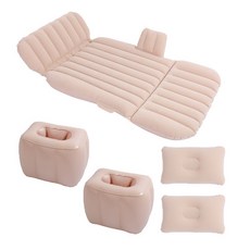 汽車後排充氣床墊：轎車休旅車通用，車內後座睡墊，旅行氣墊床，露營車床，休旅車車床，汽車床墊, 3/7分植絨米色