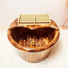 【台灣發貨】香柏木養生泡腳盆泡腳木桶穴位按摩泡腳桶實木足療木桶洗腳盆177, 經典碳化穴位26+蓋+按+包100, 1個