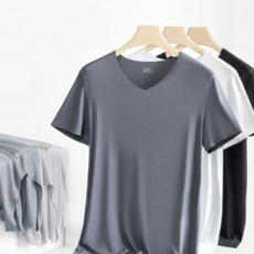 브이넥 무봉제 심리스 냉감 쿨 티 이너웨어 반팔 셔츠_WC40EE5