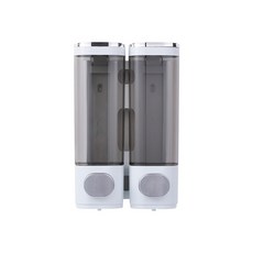 러빙랩 욕실 샴푸 린스 바디워시 디스펜서 벽걸이형 접착식 물비누통, 화이트, 2구