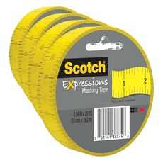 스카치 표현 자 인쇄 마스킹 테이프 노란색 0.94인치 x 20야드 공예용 롤 1개 DIY 교실 장식, 2_0.94 in x 20 yds