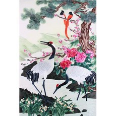 보석십자수 두루미 부귀 건강운 들어오는 장수 건강 재물 풍수 학 일러스트 다이어몬드그림 보석 비즈 공예 집콕 취미 구슬 수제 DIY패키지 18종, 두루미04, 60*80cm (액자 없음), 1개