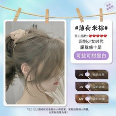 泡沫染髮劑：免漂、植物配方、在家快速染髮、學生蓋白髮適用, 薄荷米棕【植物泡泡染】,330ml, 1個