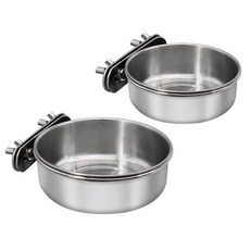 DVHEY 2개 작은 새 먹이 접시 컵 클램프 홀더가 있는 패럿 볼 케이지 스테인리스 스틸 코카티엘 앵무새 마카우 핀치 러브버드 작은 동물을 위한 새장 쿱 급수기 2팩 소형, Small+Medium, 1 Pack, 1개