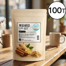 계피 생강차 티백 100% 원물 국산 무설탕 생강 계피차 하늘정연, 2개, 50개입, 75g