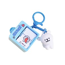 可愛小狗造型翻頁鑰匙圈，迷你趣味鑰匙扣，時尚包包掛飾, 藍色, 1個