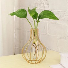 北歐鐵藝金屬金色小花瓶插花擺件, 金色大肚小花瓶