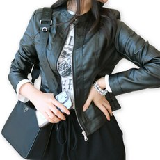 메리앤유 슬림한 절개핏 차이나 넥 라이더 자켓 간절기 아우터