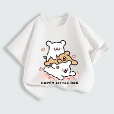 FONOW 순면 100% 아동 티셔츠 귀여운 카피바라 패턴 아동복 편안하고 통기성 좋은 여름 캐주얼 라운드 반팔 티셔츠 장난스럽고 귀여운 고양이 강아지 놀이 프린트 디자인
