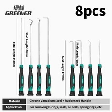 [호환제품] 그린리 8/4개 오일씰 풀러 훅 툴 세트 오링 씰 가스켓 개스킷 픽 메카닉스 ( 수리용 리무버 포, 01 8pcs LongShort