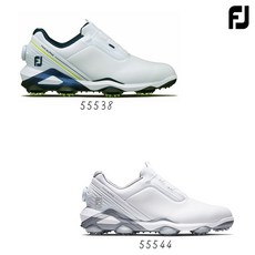 FootJoy TourAlpha (BOA) 男鞋 專業九顆釘 #55538/#55544，提供卓越抓地力與穩定性, 白 / 藍色,US 6.5號, 1個