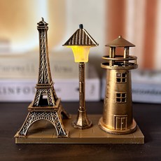 台灣24H發貨 創意沙漏巴黎鐵塔小夜燈 古銅色/白銀色裝飾擺件，文創藝術品, 巴黎鐵塔小夜燈古銅色, 古銅色