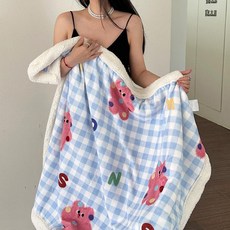 SHservice 눈사람담요 이불 산타 귀여운 캠핑 유니크, 도파민 작은 곰 블루
