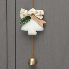 暖居·精選 聖誕樹鈴鐺掛件 新年吊鈴 聖誕節裝飾 門鈴 掛飾 聖誕車掛風鈴禮物 交換禮物 節日氛圍裝扮道具, 米白色金愛心聖誕樹鈴鐺掛件, 1個