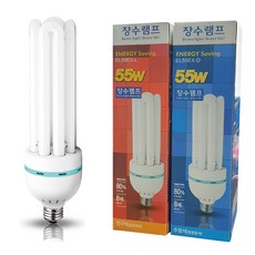 장수램프 55W 220V E26 안정기내장 삼파장램프, 전구색, 1개