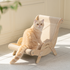 프레이즈펫 프리미엄 비치체어 스크래쳐 - 특대 와이드 반영구 대형 매트 리필 교체 가능 고양이 침대 썬베드, 내추럴 베이지, 1개