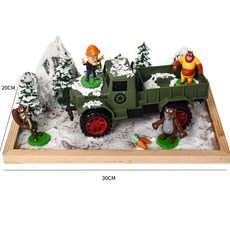 臺灣熱銷 新款微景觀 兒童手工diy材料包製作滴膠沙盤小夜燈場景男女孩玩具, 雪嶺集地【20*30大框 帶燈 帶滴膠】, 1個